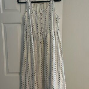 Madewell White Sleeveless Dress with Multicolor Dots